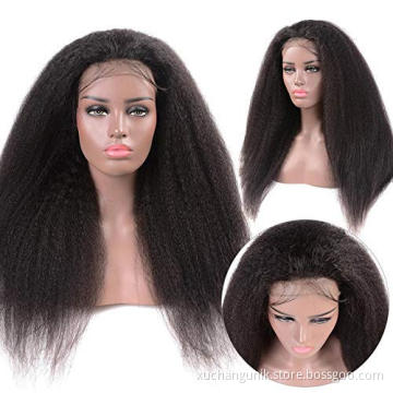 Italian Yaki Straight Virgin Lace Front Wig Human Hair Top Quality 8A 9A 10A Cuticle Aligned Peruvian Human Hair Front Lace Wig